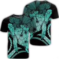 Alohawaii Tee - Hawaiian Hawaii Turtle Hibiscus Polynesian Vintage T-shirt Turquoise - AH - J4R