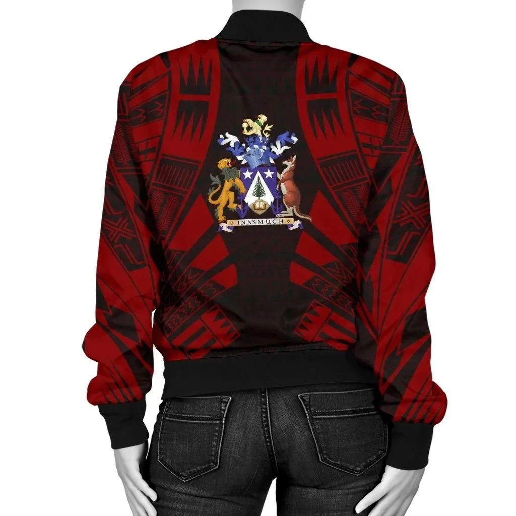 Norfolk Island Women Bomber Jacket - Polynesian Tattoo Red - BN0110