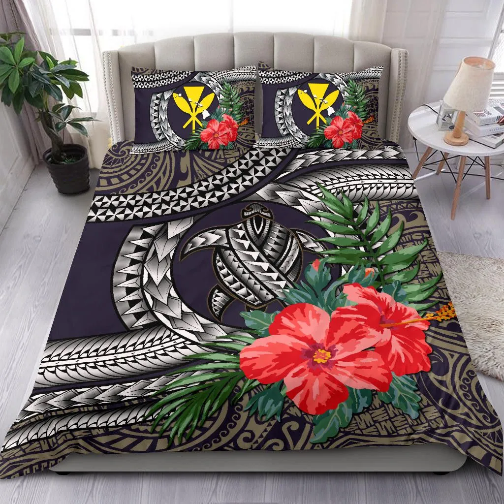 FamilyGater Bedding Set - Cover and Pillow Cases Kanaka Maoli (Hawaiian) - Polynesian Turtle Hibiscus Purple A24