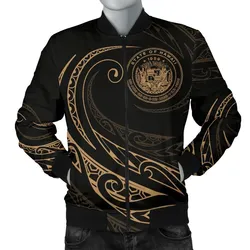 Hawaii Coat Of Arms Polynesian Mens Bomber Jacket - Gold - Frida Style