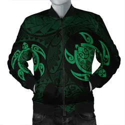 FamilyGater Jacket - Hawaiian Two Turtle Polynesian Bomber Jacket Green AH - J7R
