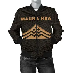 Hawaii Mauna Kea Polynesian Womens Bomber Jacket Gold