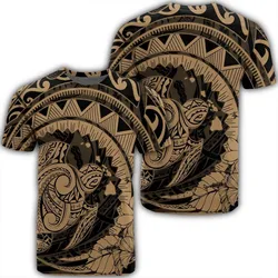 Hawaiian Kanaka Honu Map Hibiscus Globular Polynesian Gold T-Shirt - AH