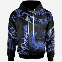 Pohnpei Polynesian Hoodie - Poly Tattoo Blue Version