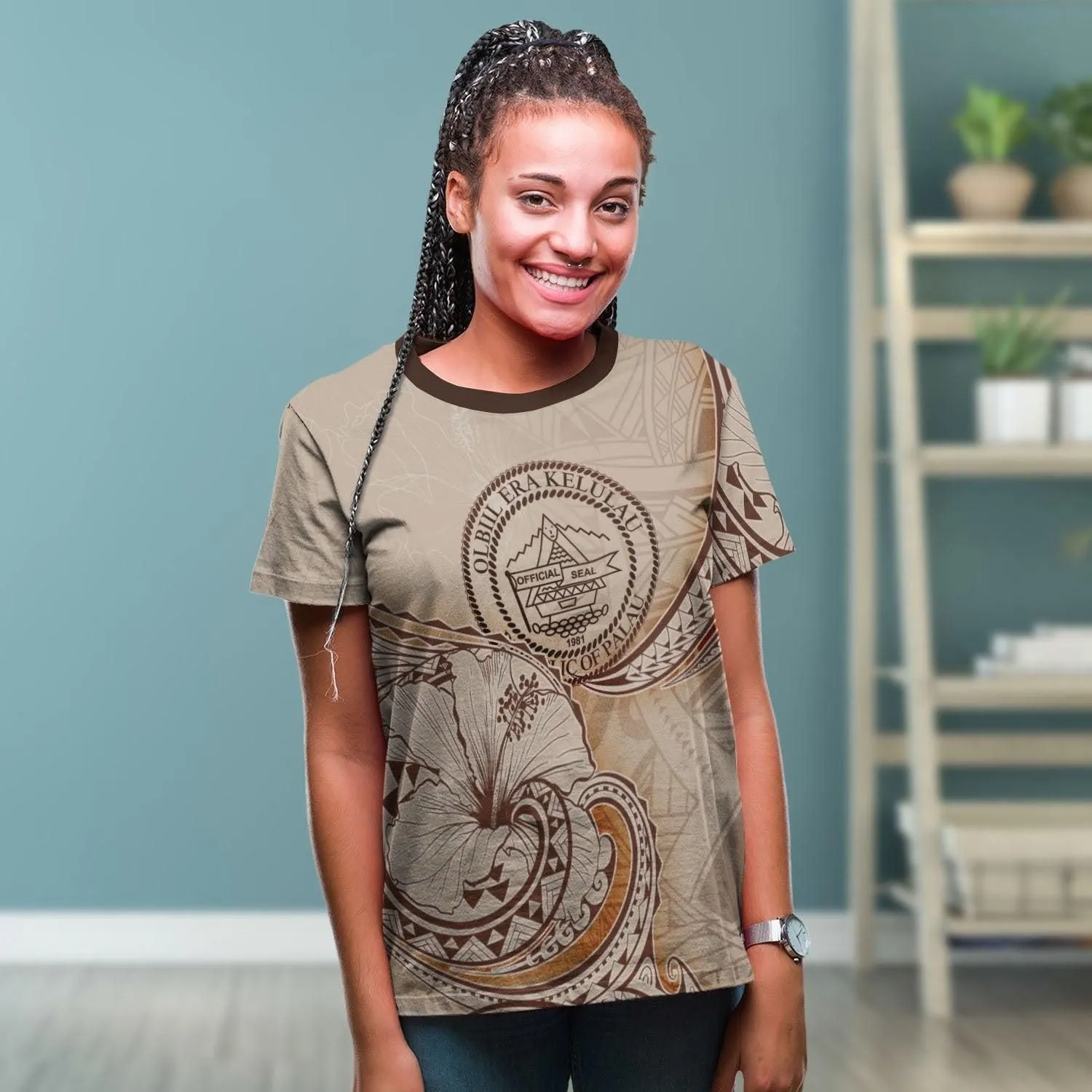 Palau T shirt - Hibiscus Flowers Vintage Style