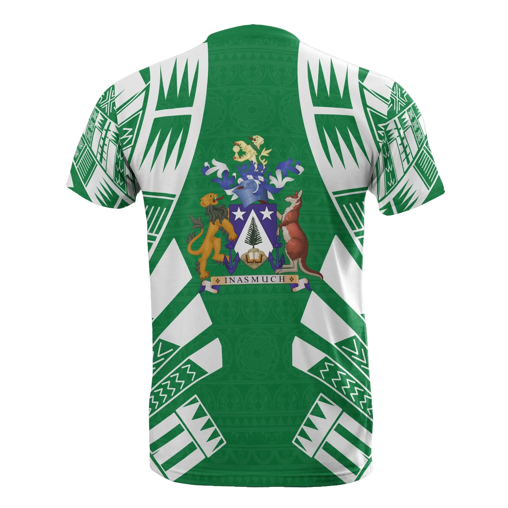 Norfolk Island T shirt - Norfolk Island Coat Of Arms Polynesian Tattoo Green Style