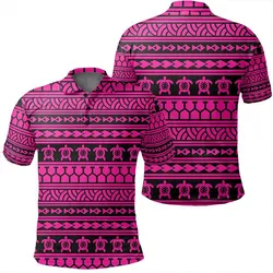 Unisex Polynesian Tattoo Tribal Pink Polo Shirt - AH