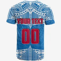 Custom Personalised And Number Toa Samoa Rugby T Shirt Blue Sky LT6