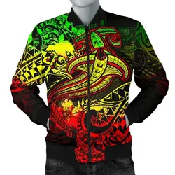 Papua New Guinea Mens Bomber Jacket - Reggae Shark Polynesian Tattoo