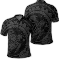 Hawaiian Kanaka Honu Map Hibiscus Globular Polynesian Gray Polo Shirt - AH