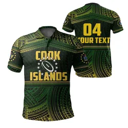 (Custom Personalised) Cook Islands Rugby Polynesian Patterns Polo Shirt