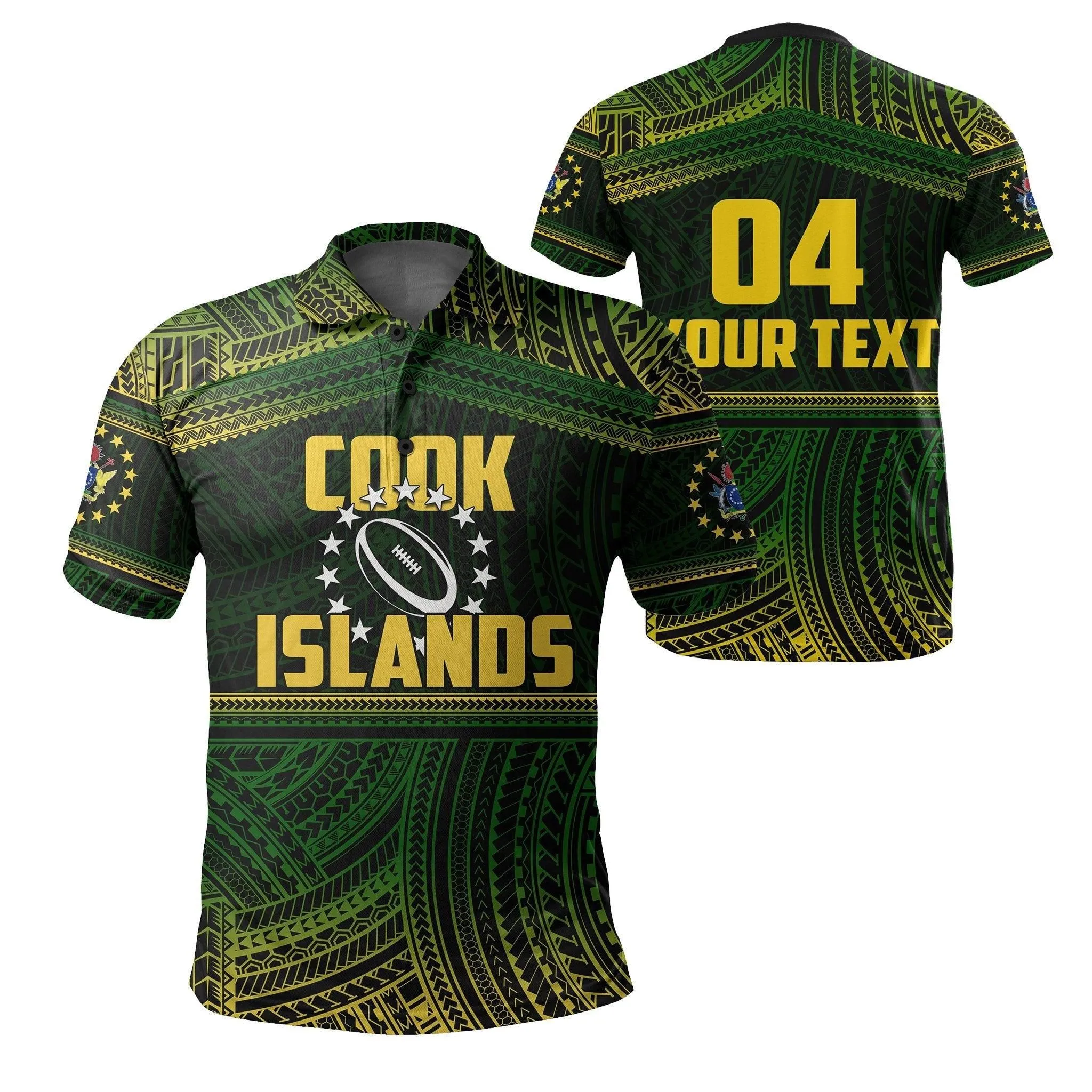 (Custom Personalised) Cook Islands Rugby Polynesian Patterns Polo Shirt