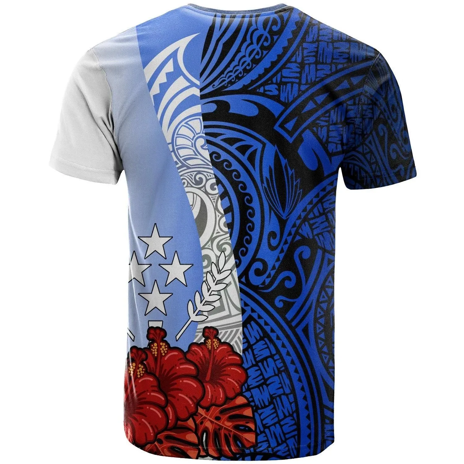 Kosrae Micronesia Custom Personalised T-Shirt - Coat Of Arm With Hibiscus Blue - BN12