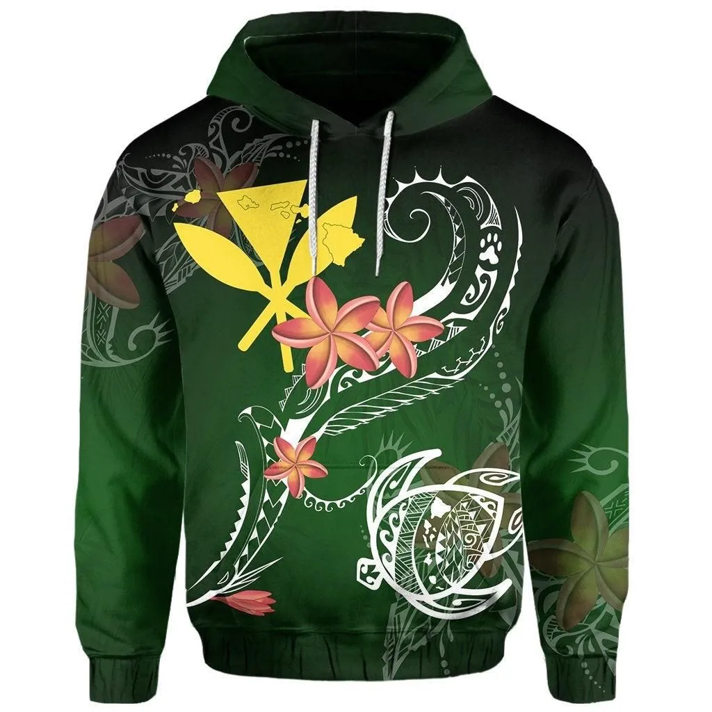 Hawaii Turtle Plumeria Polynesian Hoodie - Luck Style