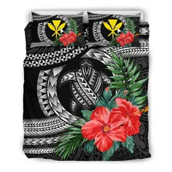 Kanaka Maoli (Hawaiian) Bedding Set - Polynesian Turtle Hibiscus Black A24