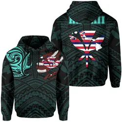 Hawaiian Kanaka Heart Tattoo Turquoise Ah J Unisex 3D Hoodie All Over Print Olfuf