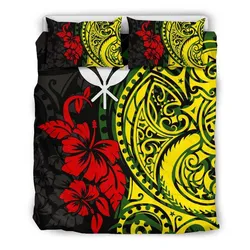 Hawaii Bedding Set Polynesian Patterns With Hibiscus Flowers Bn15 Dhc28111749Dd