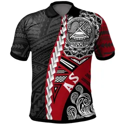 American Samoa Polynesian Polo Shirt - Wave Tattoo