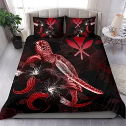 Hawaii Polynesian Bedding Set - Turtle With Blooming Hibiscus Red - BN22