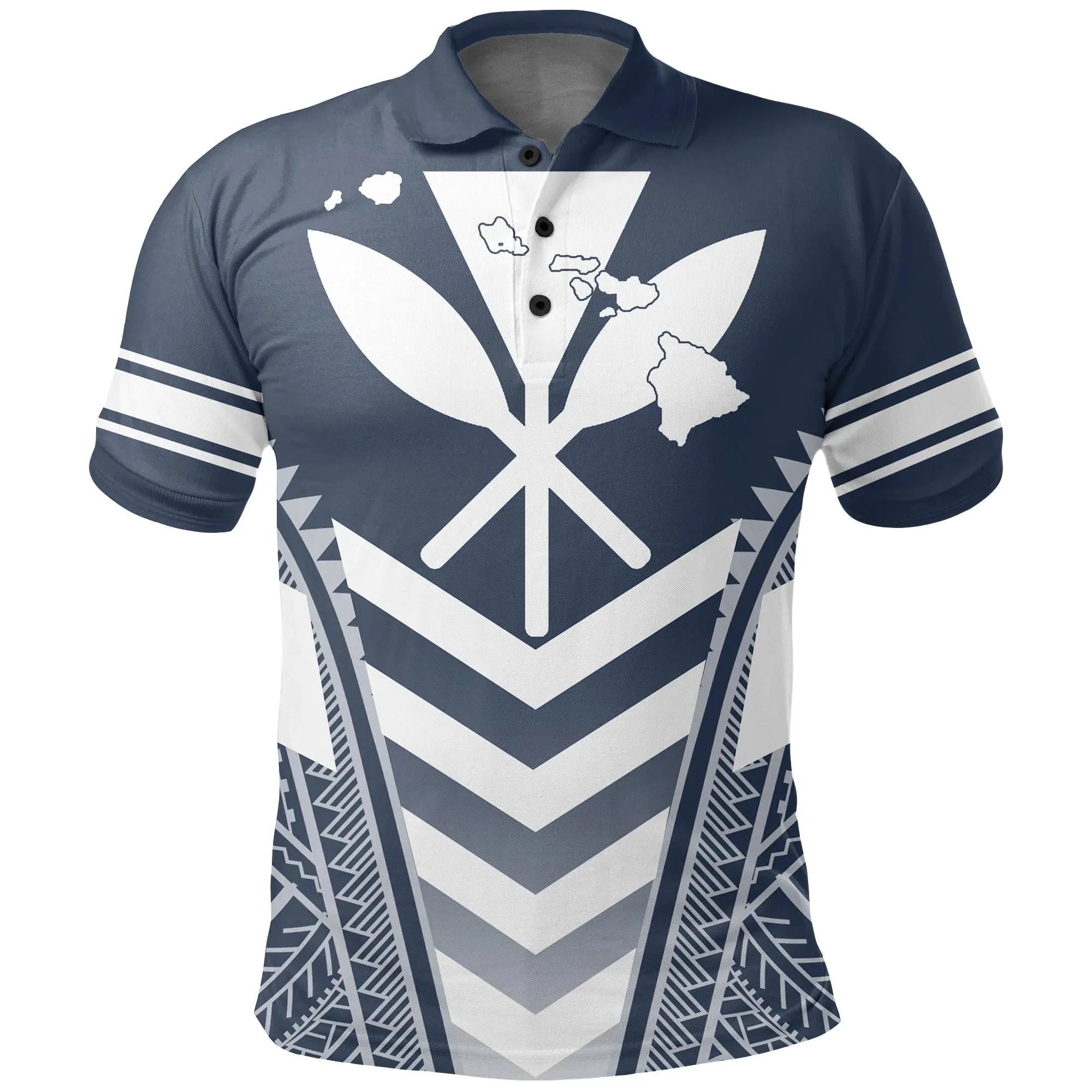 Alohawaii Shirt - Hawaii Kanaka Map Football Jersey Polynesian Polo Shirt - Blue - Maris Style - AH - J3