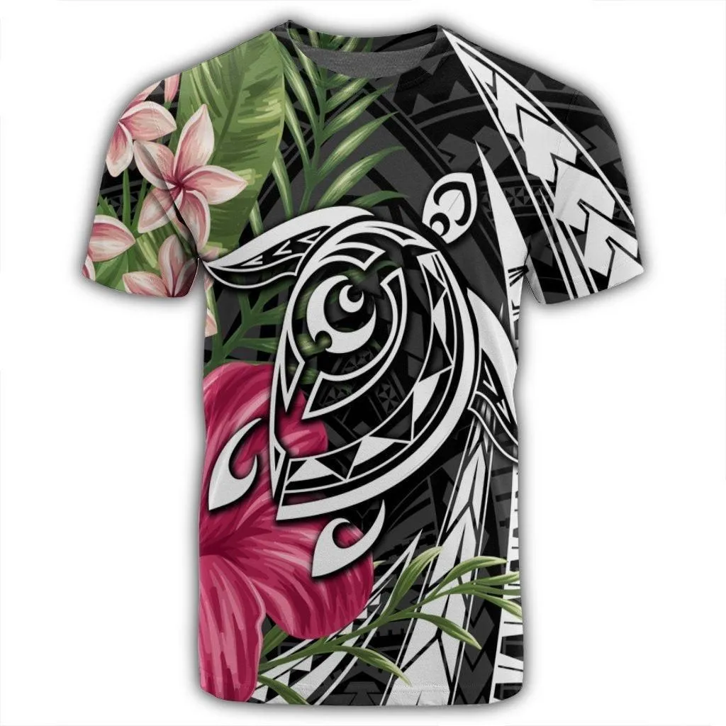 Hawaii Polynesian Turtle Tropical Hibiscus Plumeria T-Shirt - AH