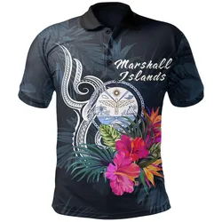Marshall Islands Polynesian Polo Shirt - Tropical Flower