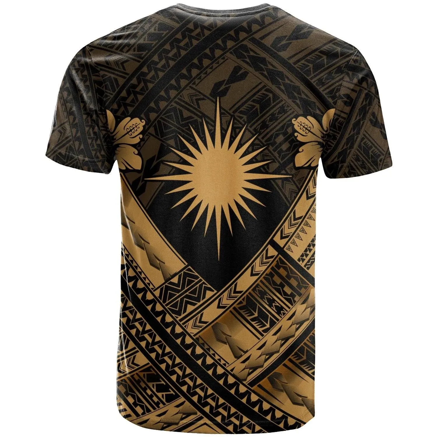 Marshall Islands Polynesian T-Shirts - Marshall Islands Gold  Flag Camisole Hibiscus Style - BN18