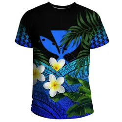 Kanaka Maoli Hawaiian S Polynesian Plumeria Banana Leaves Blue Unisex 3D T-Shirt All Over Print Ozbjn