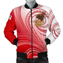 American Samoa Polynesian Mens Bomber Jacket - Bald Eagle (Red)