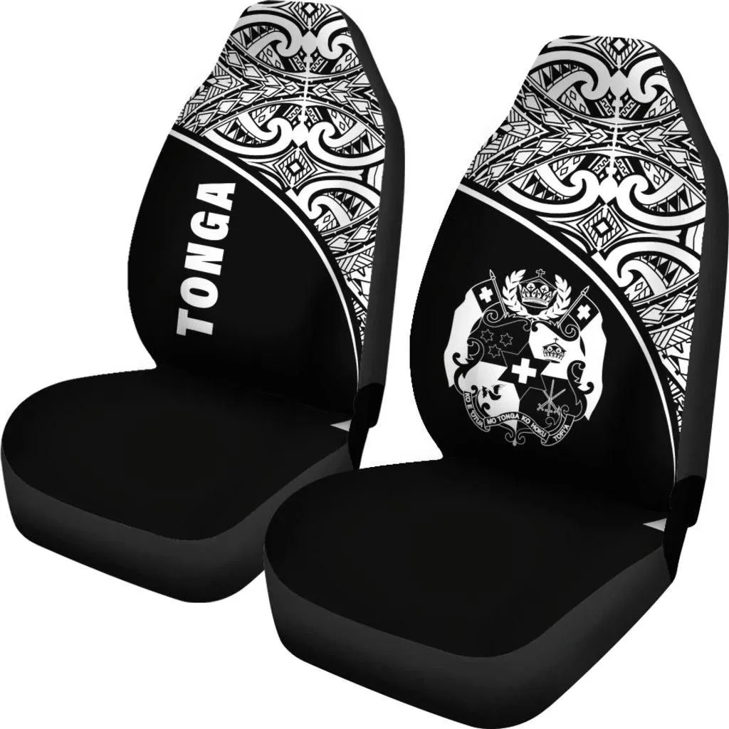 Tonga Polynesian Car Seat Covers - Black Curve - BN11