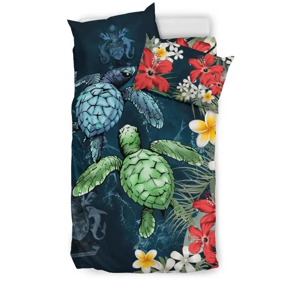 FamilyGater Bedding Set - Cover and Pillow Cases Solomon Islands - Sea Turtle Tropical Hibiscus And Plumeria A24