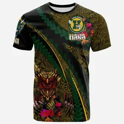 Hawaii Hana High and Elementary School Custom Polynesian T-shirt - Hana Dragons With Tropical Flowers Tribal Pattern Scratch Style LT10