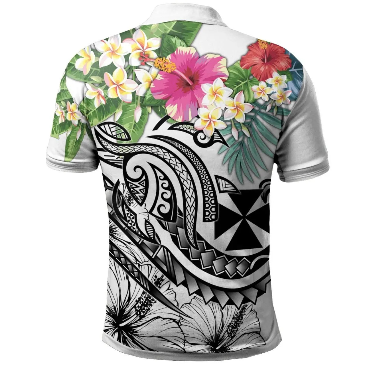Wallis and Futuna Polynesian Polo Shirt - Summer Plumeria (White)