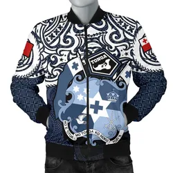 Tonga Polynesian Bomber Jacket (Men)  - Tongan Pride (Blue) - BN15