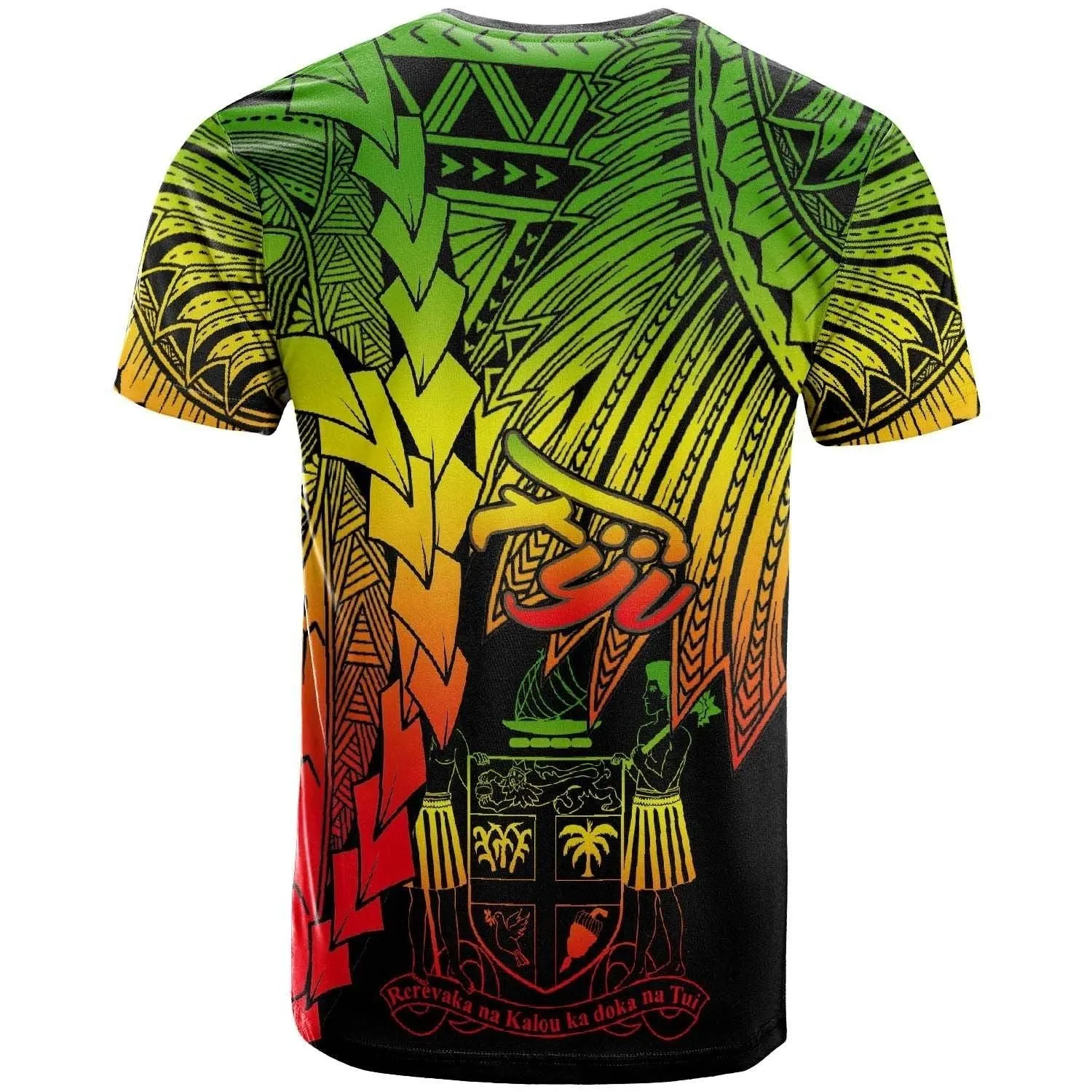 Fiji Polynesian T-Shirt - Tribal Wave Tattoo Reggae
