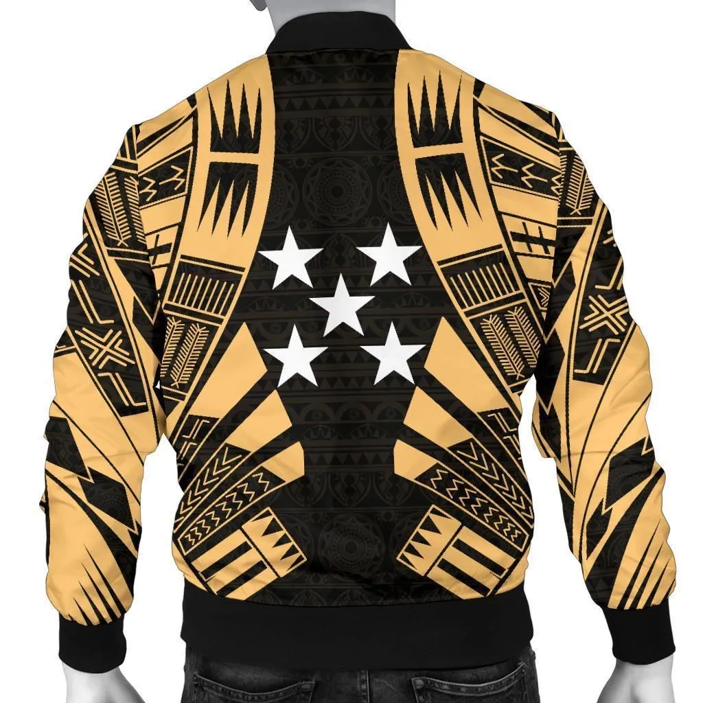 Gambier Islands Men Bomber Jackets - Polynesian Tattoo Gold