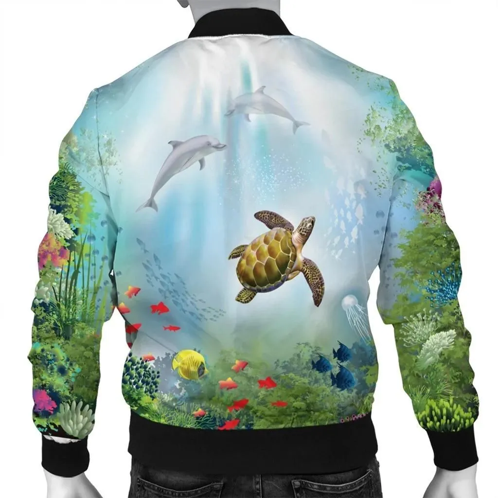 FamilyGater Jacket - Hawaiian Animal In The Ocean Polynesian Bomber Jacket - AH - JR