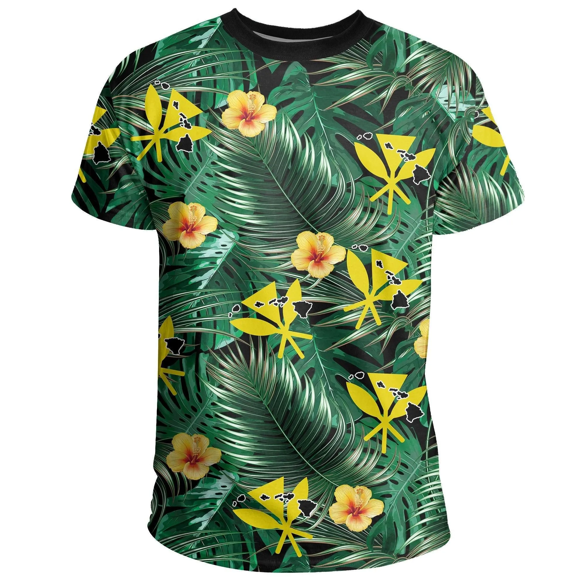 Hawaii Map Kanaka Tropical Summer Style T-shirt
