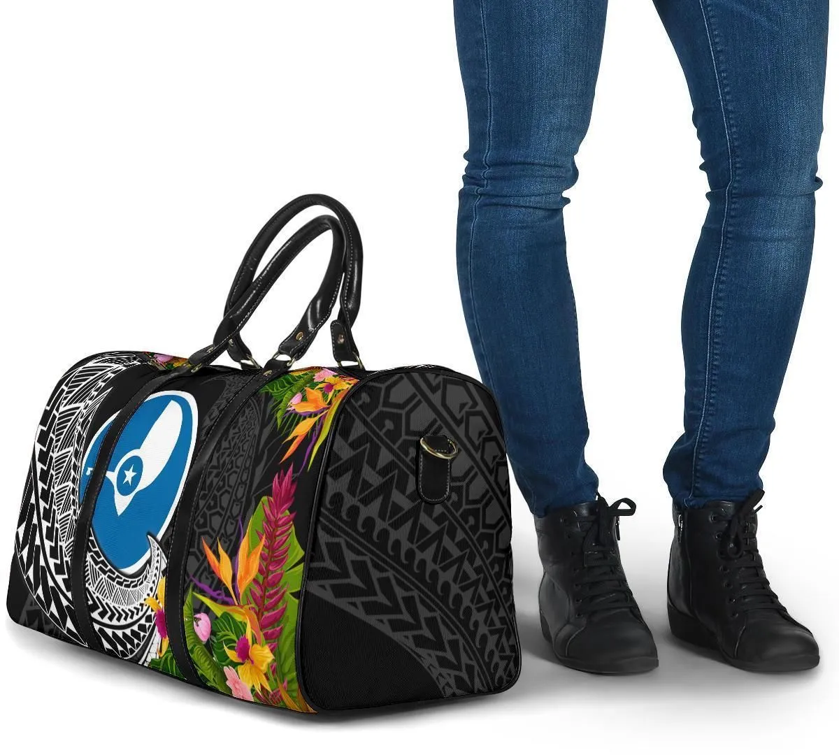 Yap State Travel Bag - Seal Spiral Polynesian Patterns