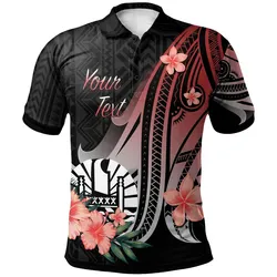 Tahiti Personalised Custom Polo Shirt - Red Polynesian Hibiscus Pattern Style