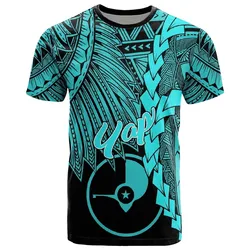 Yap Micronesia T shirt - Tribal Wave Tattoo Neon Blue