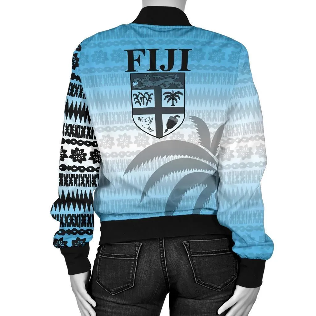 Fiji Tapa Womens Bomber Jacket Tattoo Style