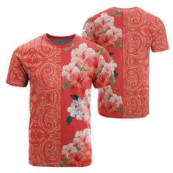 Hawaii Hibiscus Flower Polynesian T Shirt Curtis Style Orange Ah J2 Hawaiian Shorts Beach Short Sleeve
