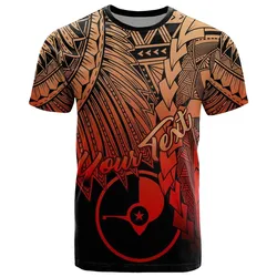 Yap Polynesian Custom Personalised T shirt - Tribal Wave Tattoo Red Ver 2