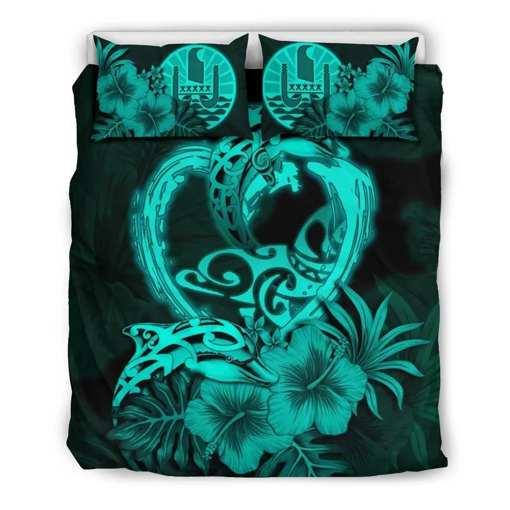 Tahiti Bedding Set I Love Dophins Duvet Cover Hibiscus TH5