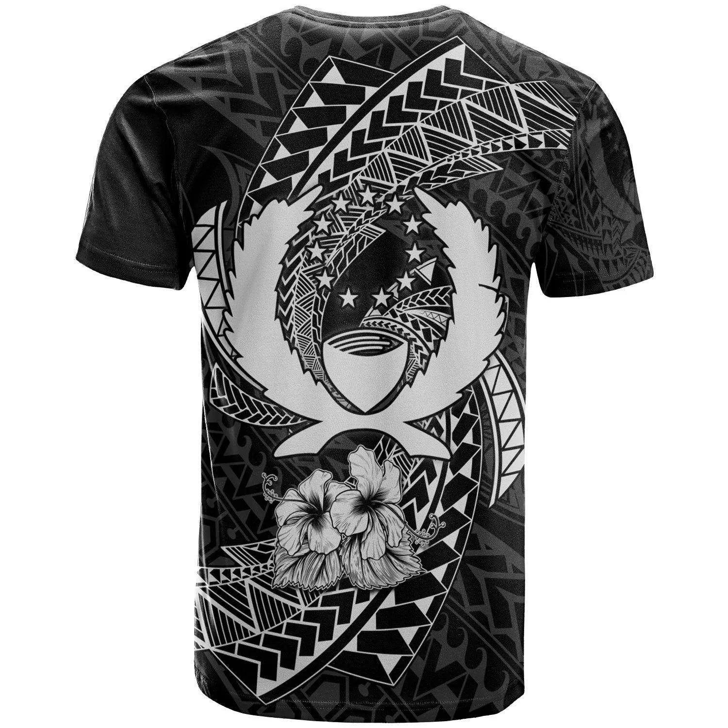 Pohnpei Micronesian T shirt White - Spiral Pattern Hibiscus