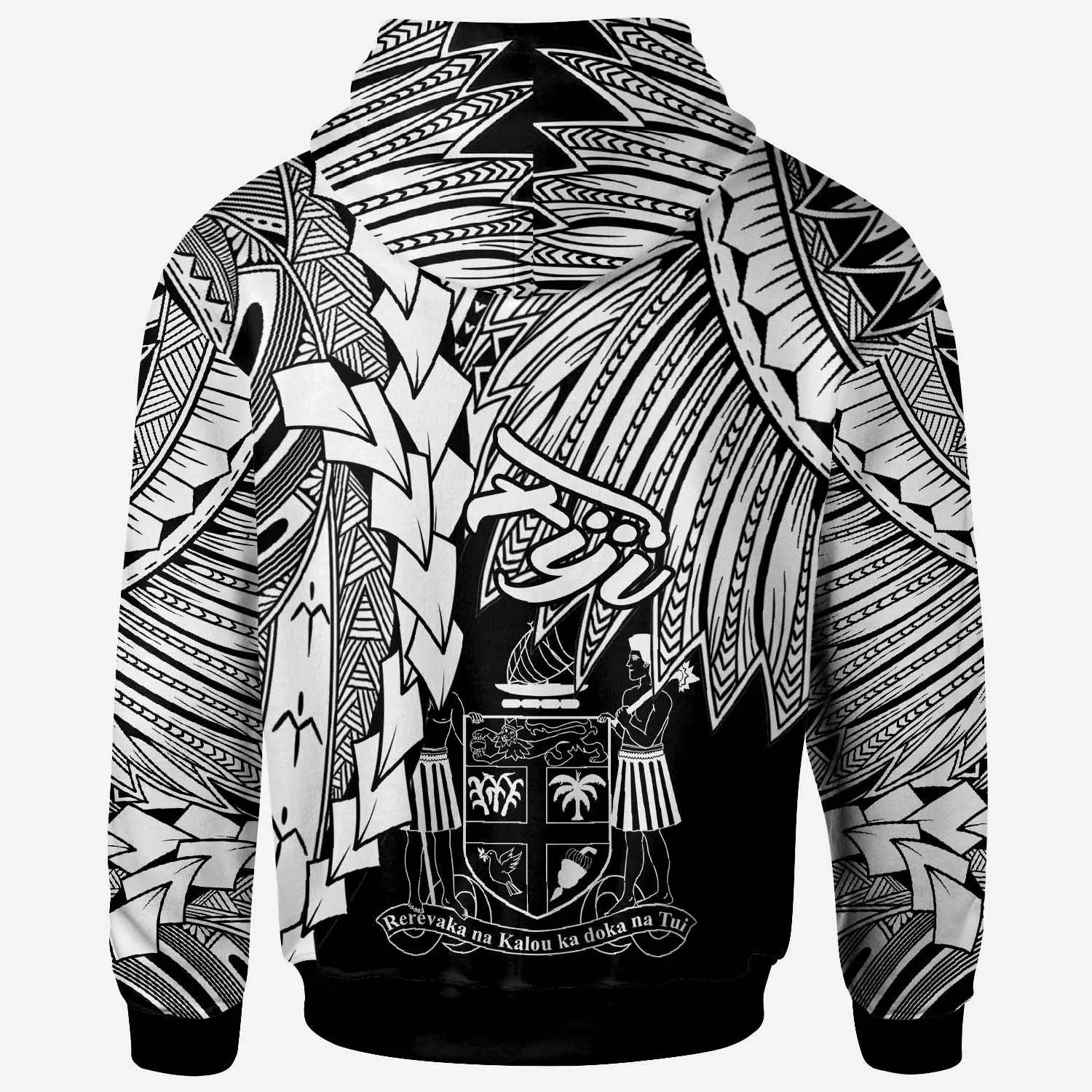 Fiji Polynesian Hoodie - Tribal Wave Tattoo White