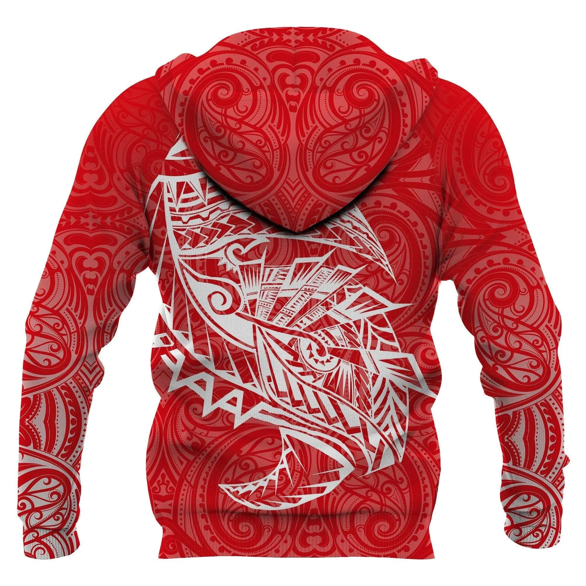 New Zealand Hoodie, Maori Tattoo Pullover Hoodie Polynesian Style - Red