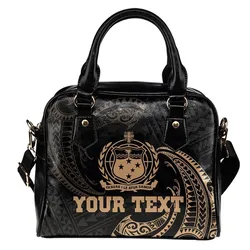 Samoa Polynesian Custom Personalised Shoulder Handbag - Gold Tribal Wave