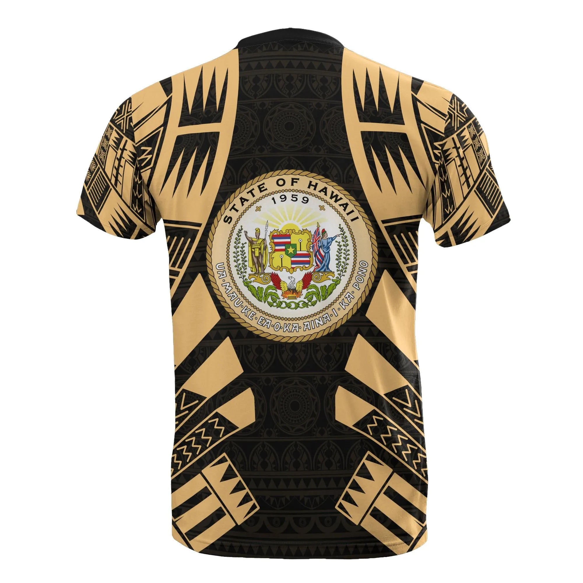 Hawaii T Shirt - Hawaii Seal Polynesian Tattoo Gold Style